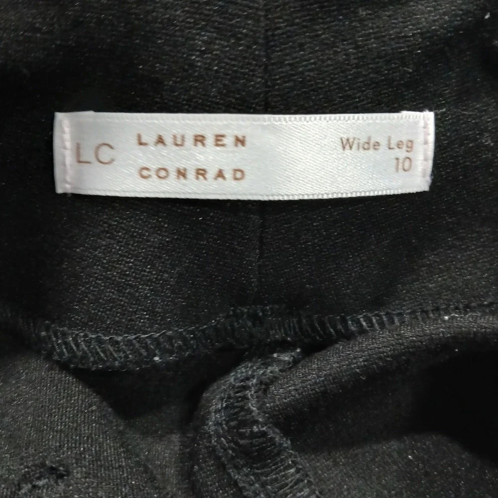 LC Lauren Conrad Knit Black Wide Leg High Rise Cropped Patch Pocket‎ Trousers